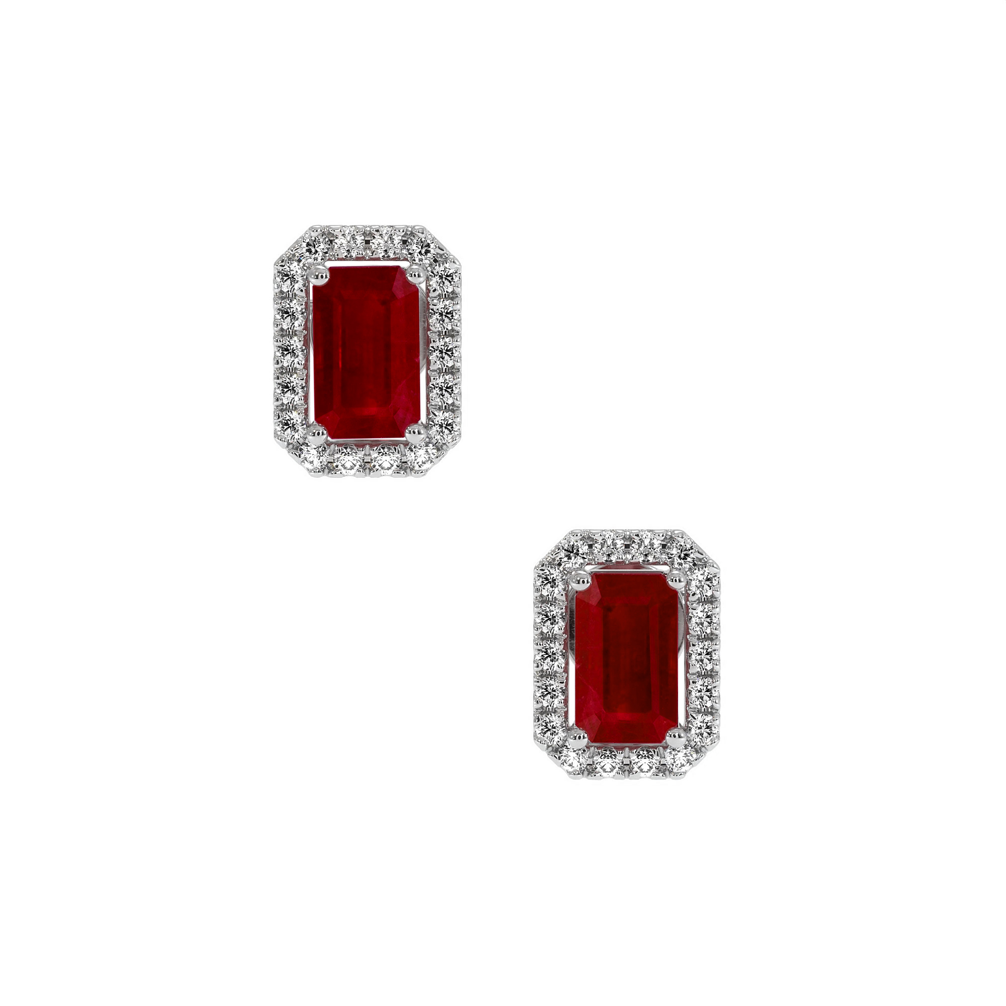 Ruby Earrings - Emerald 0.68 Ct. - 18K White Gold #J8456 | The