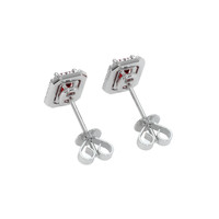 0.68 Ct.Tw. Ruby Natural Diamond Pave Earrings, 18K White Gold Image