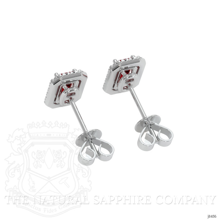 0.68 Ct.Tw. Ruby Natural Diamond Pave Earrings, 18K White Gold