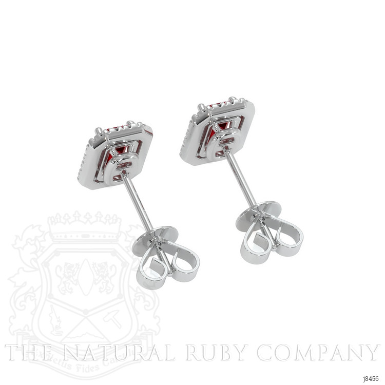 0.68 Ct.Tw. Ruby Natural Diamond Pave Earrings, 18K White Gold