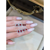 0.68 Ct.Tw. Ruby Natural Diamond Pave Earrings, 18K White Gold Life Style