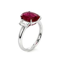 3.39 Ct. Ruby and Diamond Three Stone Ring, Platinum 950 Image