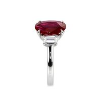 3.39 Ct. Ruby and Diamond Three Stone Ring, Platinum 950 Image