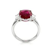 3.39 Ct. Ruby and Diamond Three Stone Ring, Platinum 950 Image