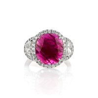 5.15 Ct. Ruby Natural Diamond Three Stone Ring, Platinum 950 Video