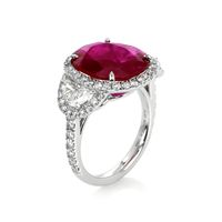 5.15 Ct. Ruby Natural Diamond Three Stone Ring, Platinum 950 Image