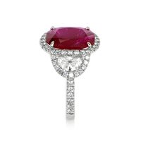 5.15 Ct. Ruby Natural Diamond Three Stone Ring, Platinum 950 Image