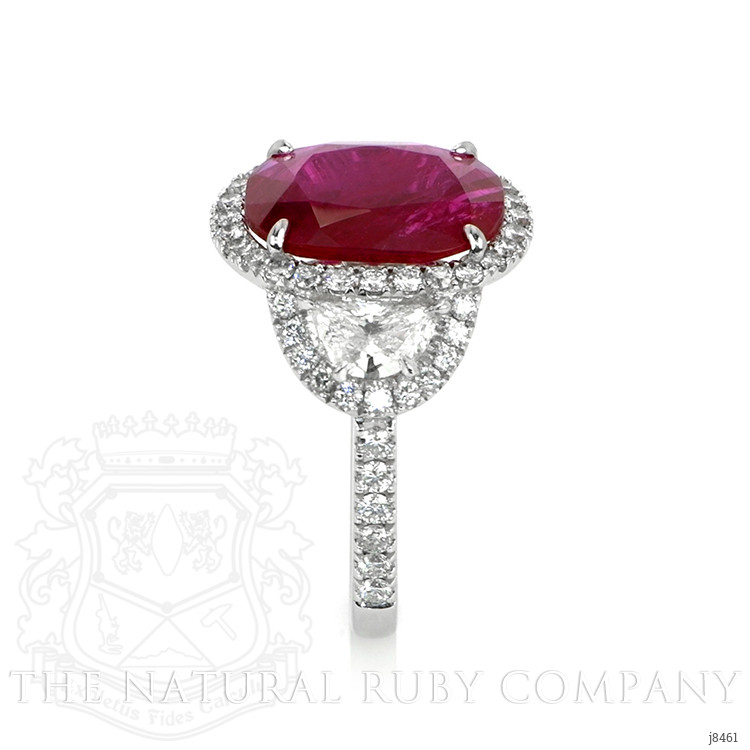 5.15 Ct. Ruby Natural Diamond Three Stone Ring, Platinum 950