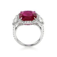 5.15 Ct. Ruby Natural Diamond Three Stone Ring, Platinum 950 Image