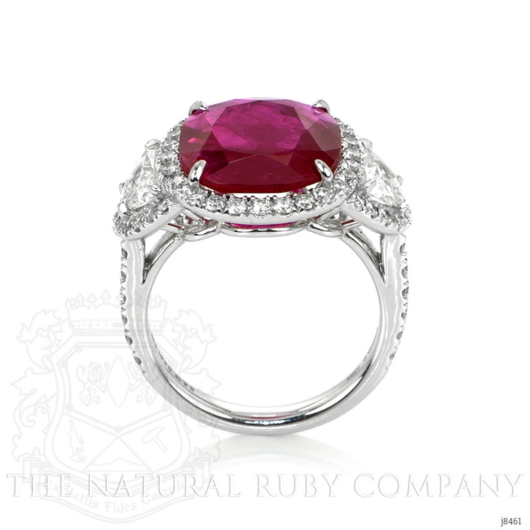 5.15 Ct. Ruby Natural Diamond Three Stone Ring, Platinum 950
