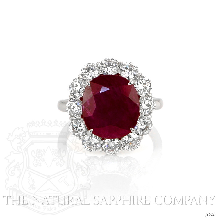 5.14 Ct. Ruby Natural Diamond Halo Ring, Platinum 950