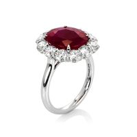 5.14 Ct. Ruby Natural Diamond Halo Ring, Platinum 950 Image