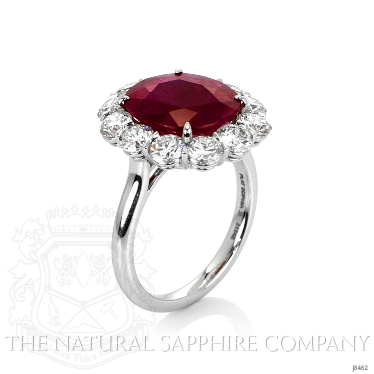 5.14 Ct. Ruby Natural Diamond Halo Ring, Platinum 950