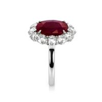 5.14 Ct. Ruby Natural Diamond Halo Ring, Platinum 950 Image