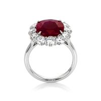 5.14 Ct. Ruby Natural Diamond Halo Ring, Platinum 950 Image