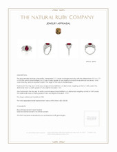 2.11 Ct. Ruby Natural Diamond Three Stone Ring, Platinum 950 Appraisal