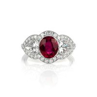 2.11 Ct. Ruby Natural Diamond Three Stone Ring, Platinum 950 Video