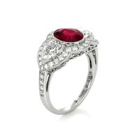 2.11 Ct. Ruby Natural Diamond Three Stone Ring, Platinum 950 Image