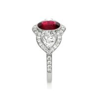 2.11 Ct. Ruby Natural Diamond Three Stone Ring, Platinum 950 Image