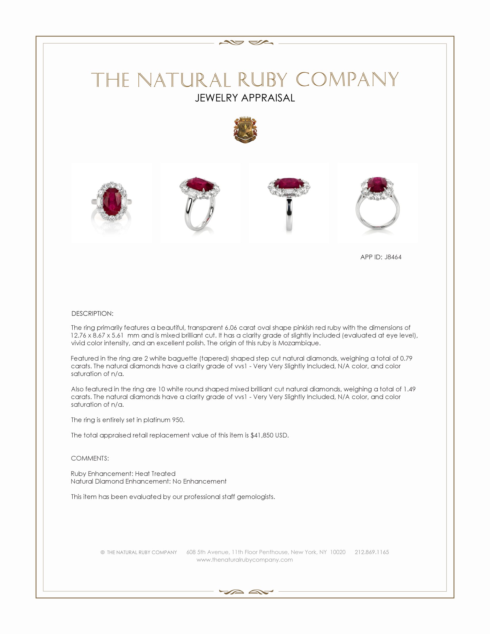 6.06 Ct. Pinkish Red Ruby and Natural Diamond Halo Ring, Platinum 950
