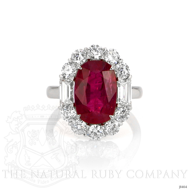 6.06 Ct. Ruby Natural Diamond Halo Ring, Platinum 950