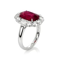 6.06 Ct. Ruby Natural Diamond Halo Ring, Platinum 950 Image