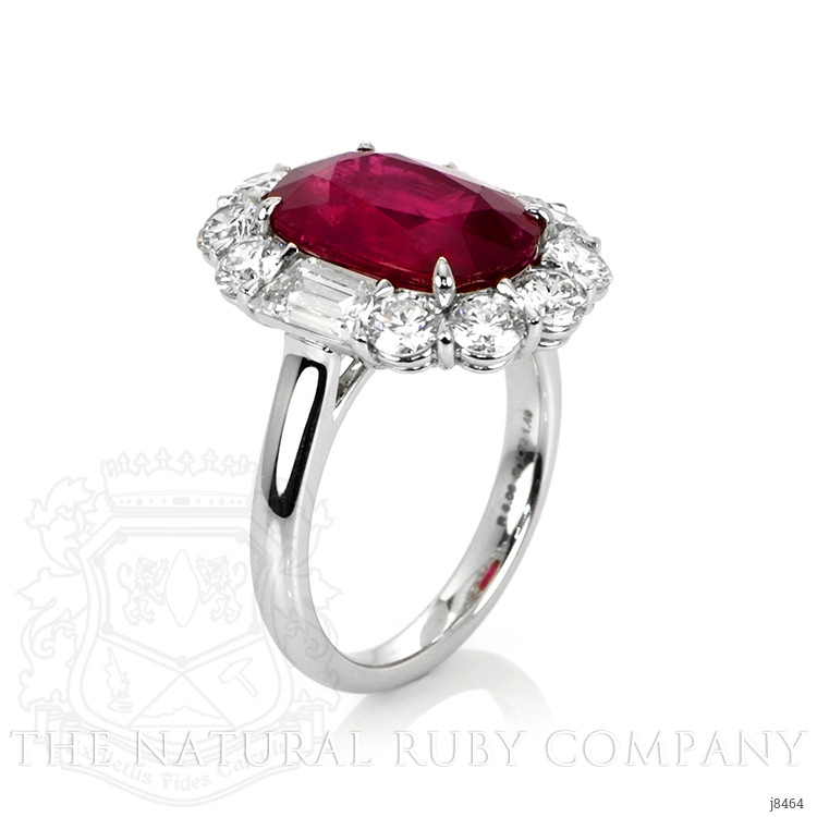 6.06 Ct. Ruby Natural Diamond Halo Ring, Platinum 950