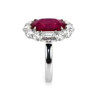 6.06 Ct. Ruby Natural Diamond Halo Ring, Platinum 950 Image