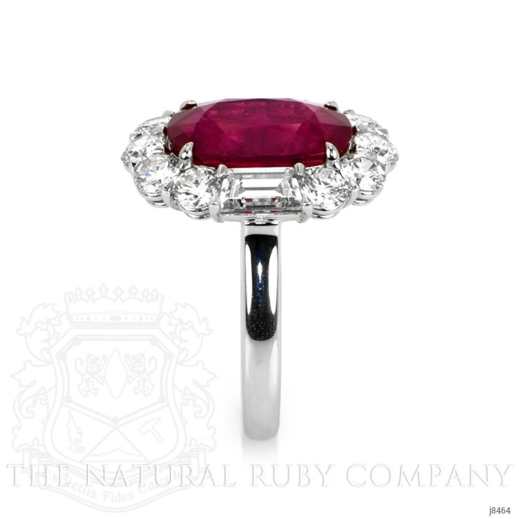 6.06 Ct. Ruby Natural Diamond Halo Ring, Platinum 950