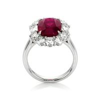 6.06 Ct. Ruby Natural Diamond Halo Ring, Platinum 950 Image
