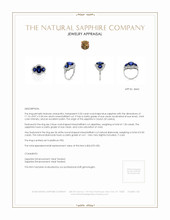 3.32 Ct. Blue Sapphire and Natural Diamond Three Stone Ring, Platinum 950 Appraisal