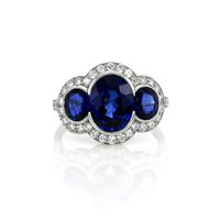 3.32 Ct. Blue Sapphire and Natural Diamond Three Stone Ring, Platinum 950 Video