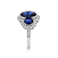 3.32 Ct. Blue Sapphire and Natural Diamond Three Stone Ring, Platinum 950 Image