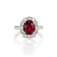 2.94 Ct. Ruby Natural Diamond Halo Ring, Platinum 950 Video