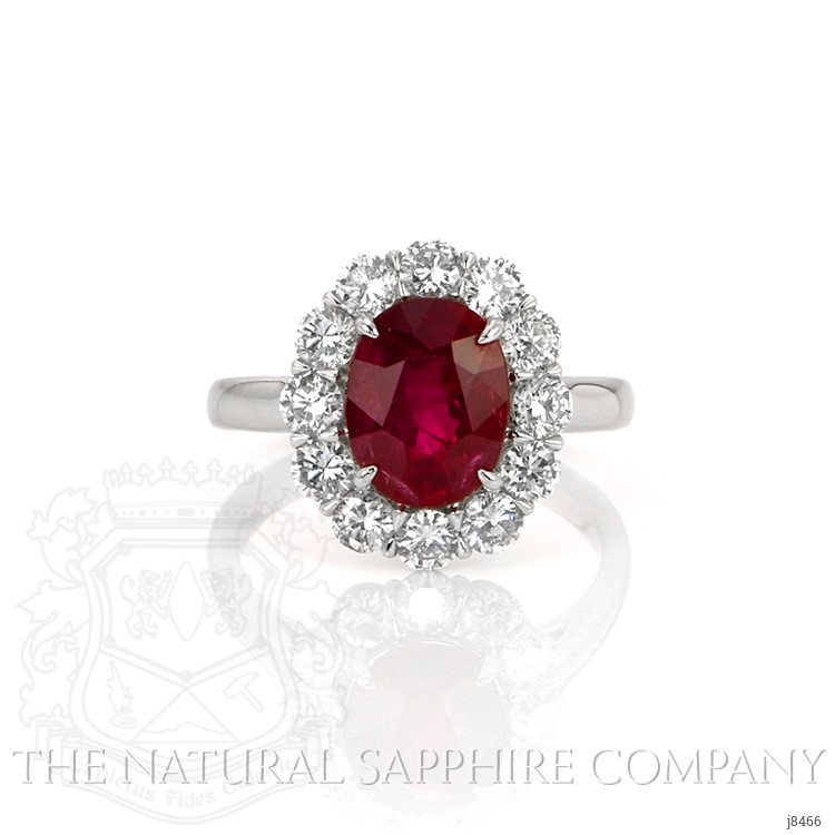 2.94 Ct. Ruby Natural Diamond Halo Ring, Platinum 950