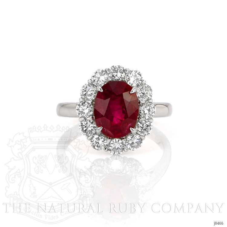 2.94 Ct. Ruby Natural Diamond Halo Ring, Platinum 950