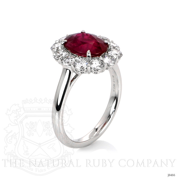 2.94 Ct. Ruby Natural Diamond Halo Ring, Platinum 950