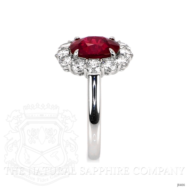 2.94 Ct. Ruby Natural Diamond Halo Ring, Platinum 950