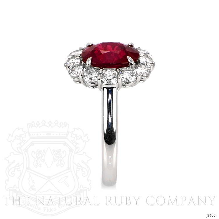 2.94 Ct. Ruby Natural Diamond Halo Ring, Platinum 950