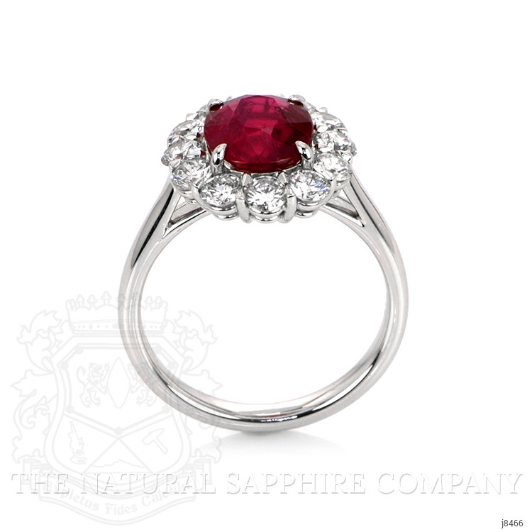 2.94 Ct. Ruby Natural Diamond Halo Ring, Platinum 950