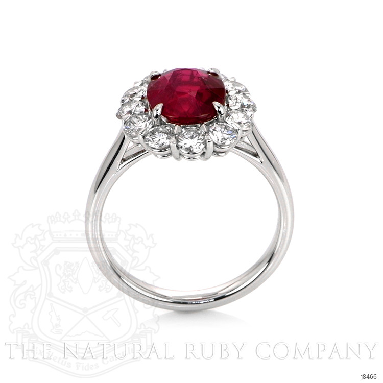 2.94 Ct. Ruby Natural Diamond Halo Ring, Platinum 950