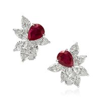 3.76 Ct.Tw.Total Carat Weight Ruby and Diamond Earrings, Platinum 950 Video
