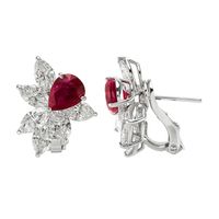 3.76 Ct.Tw.Total Carat Weight Ruby and Diamond Earrings, Platinum 950 Image