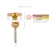 2.52 Ct. Yellow Sapphire and Natural Diamond Pave Ring, 14K Rose Gold Image