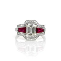 1.19 Ct. Ruby Natural Diamond Antique Style Ring, Platinum 950 Video