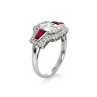 1.19 Ct. Ruby Natural Diamond Antique Style Ring, Platinum 950 Image