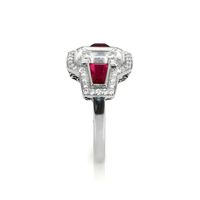 1.19 Ct. Ruby Natural Diamond Antique Style Ring, Platinum 950 Image