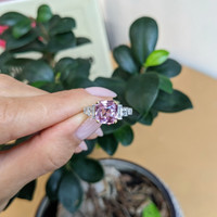 2.88 Ct. Padparadscha Sapphire and Natural Diamond Accent Stones Ring, 18K White & Yellow Life Style