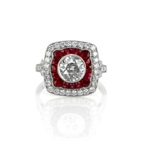1.64 Ct. Ruby Natural Diamond Antique Style Ring, Platinum 950 Video