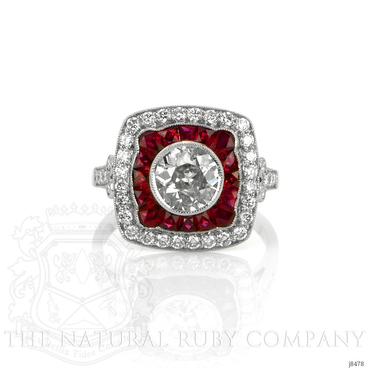 1.64 Ct. Ruby Natural Diamond Antique Style Ring, Platinum 950
